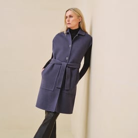 Belted cashmere long vest