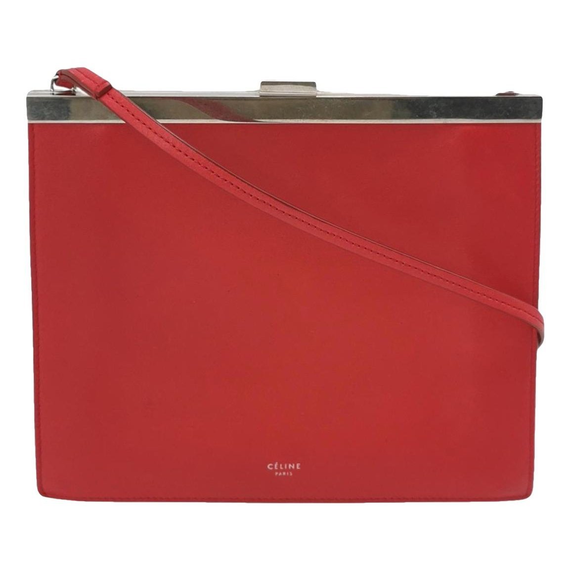 Clasp leather handbag