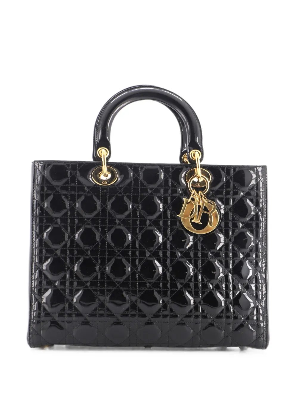 Lady Dior Bag Cannage Quilt Patent Large satchel