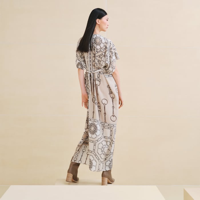 Beige Glaise "Effet Kaleidoscope" Caftan