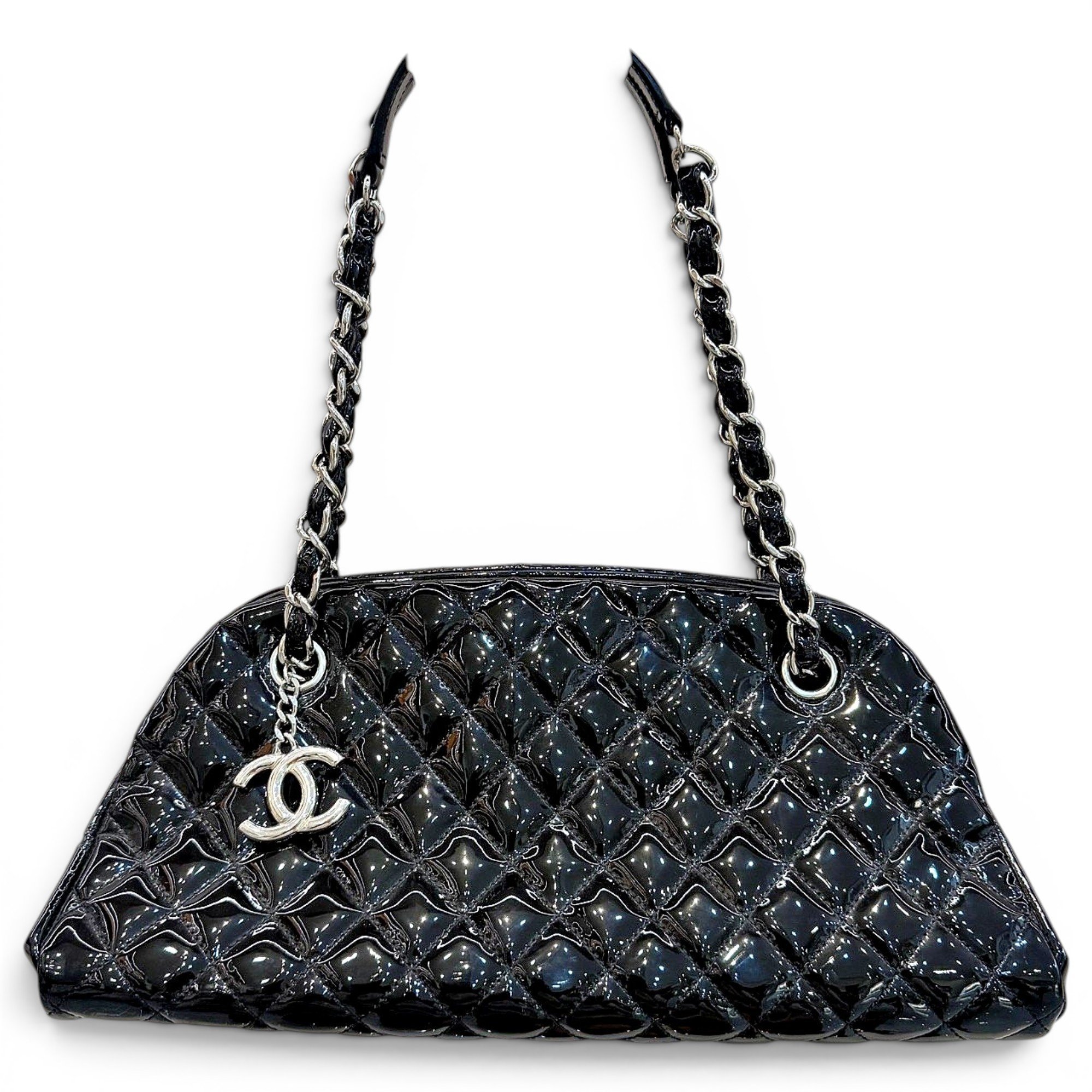 Mademoiselle patent leather bowling bag