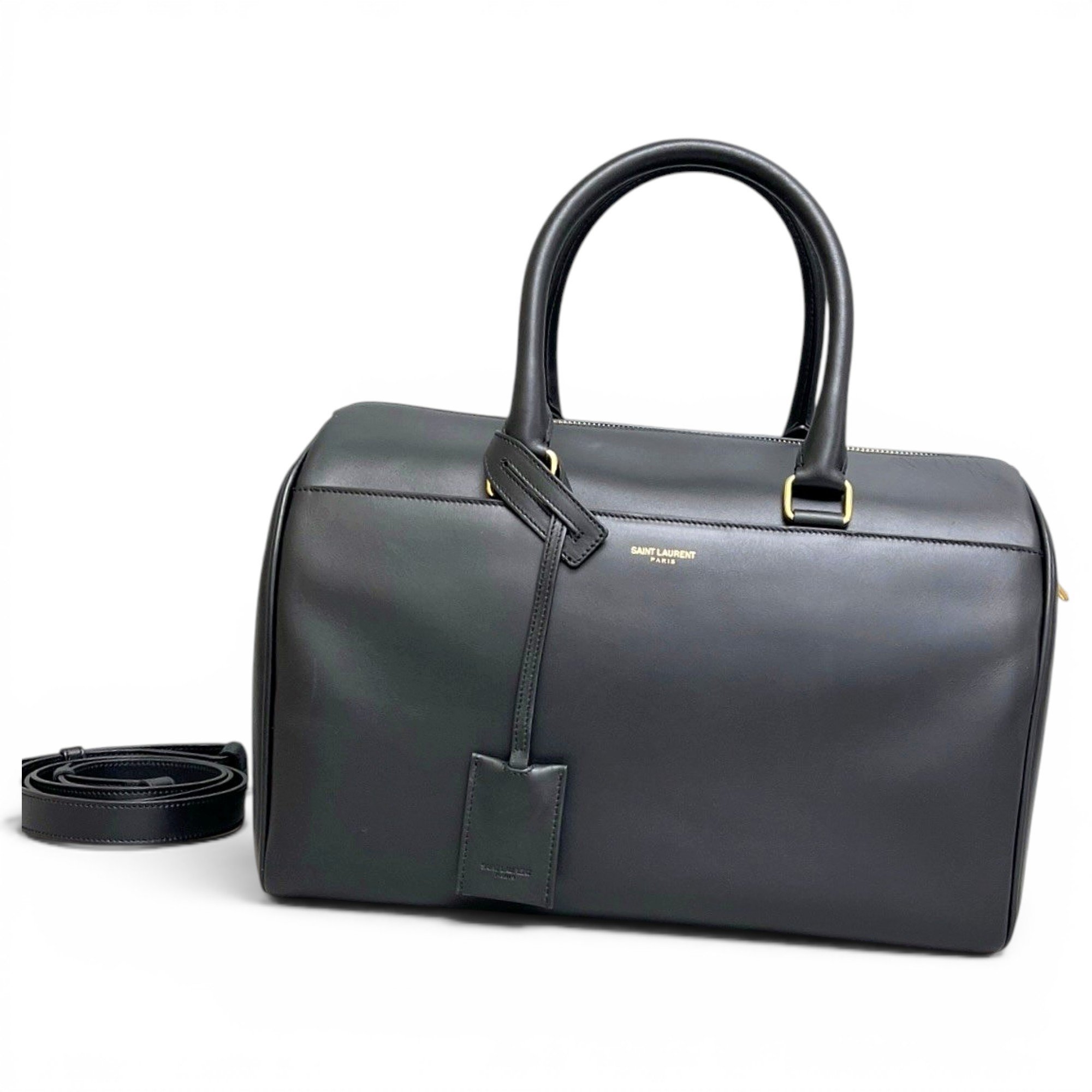 Duffle leather handbag