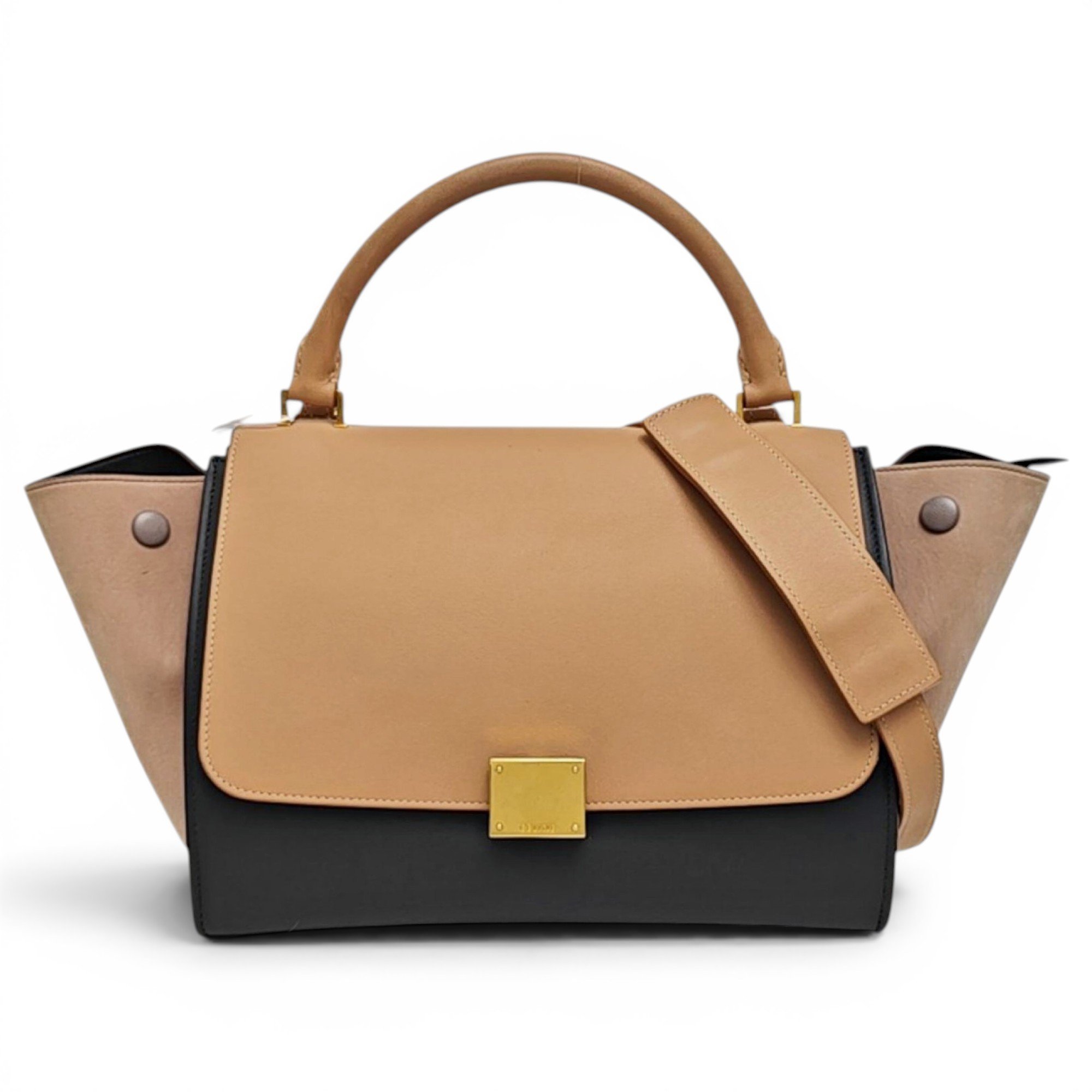 Trapèze leather handbag