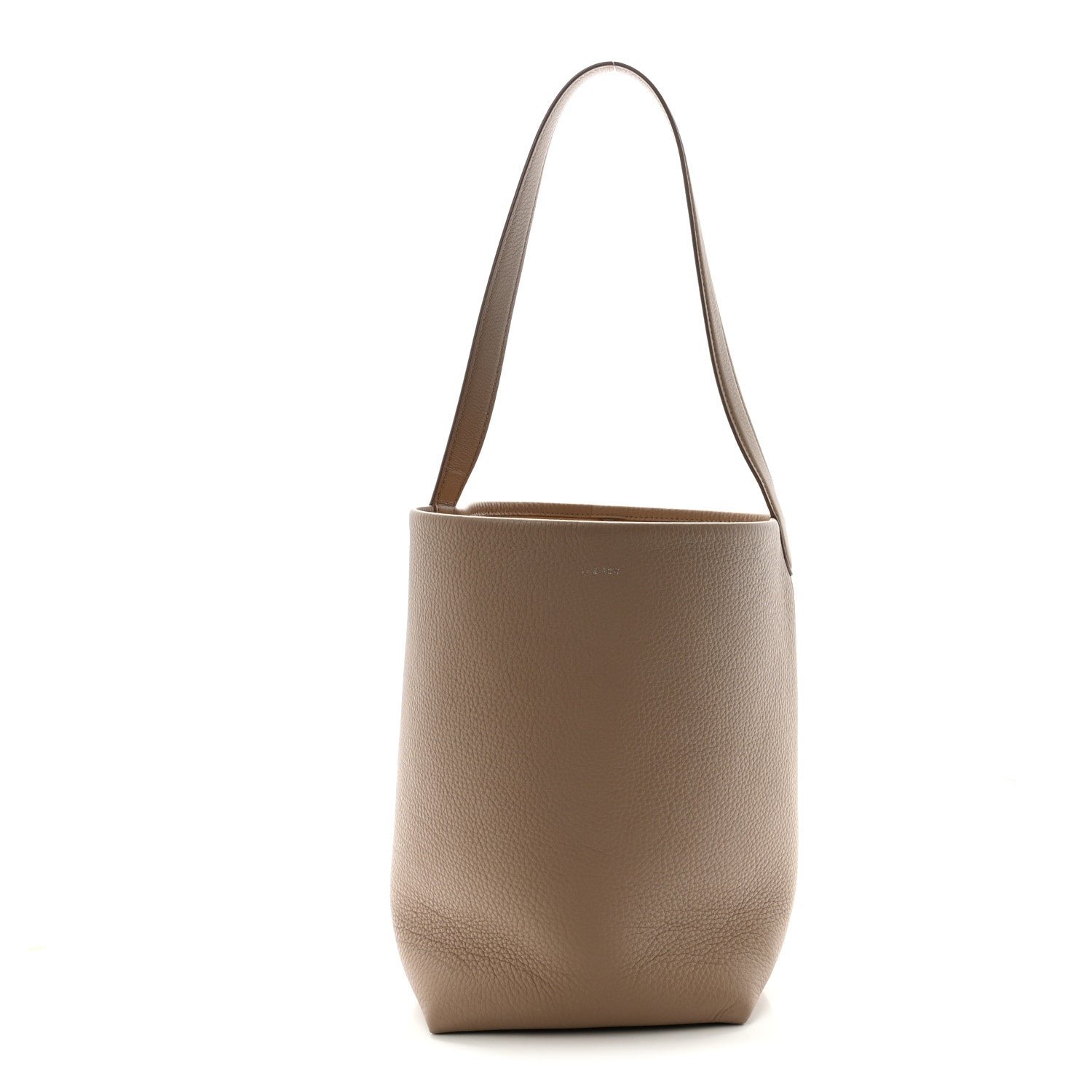 The Row Grained Calfskin Medium N/S Park Tote Dark Taupe