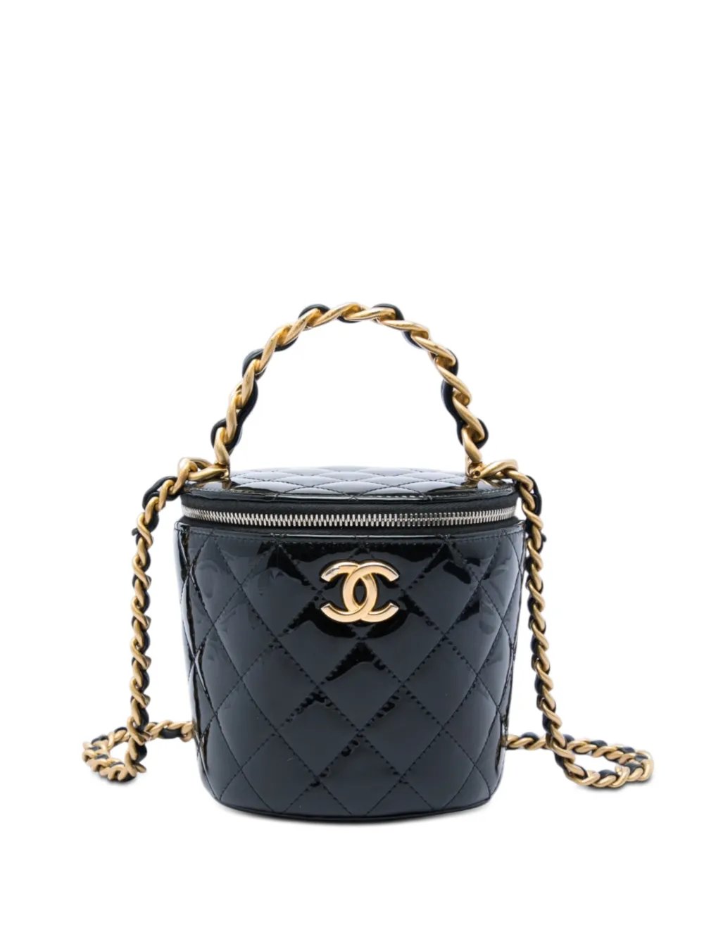 2021-2026 Quilted Patent Afternoon Tea Top Handle Vanity Case with Chain satchel