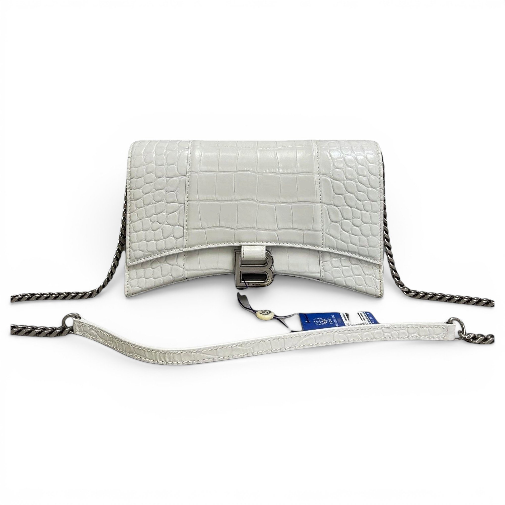 Hourglass leather handbag