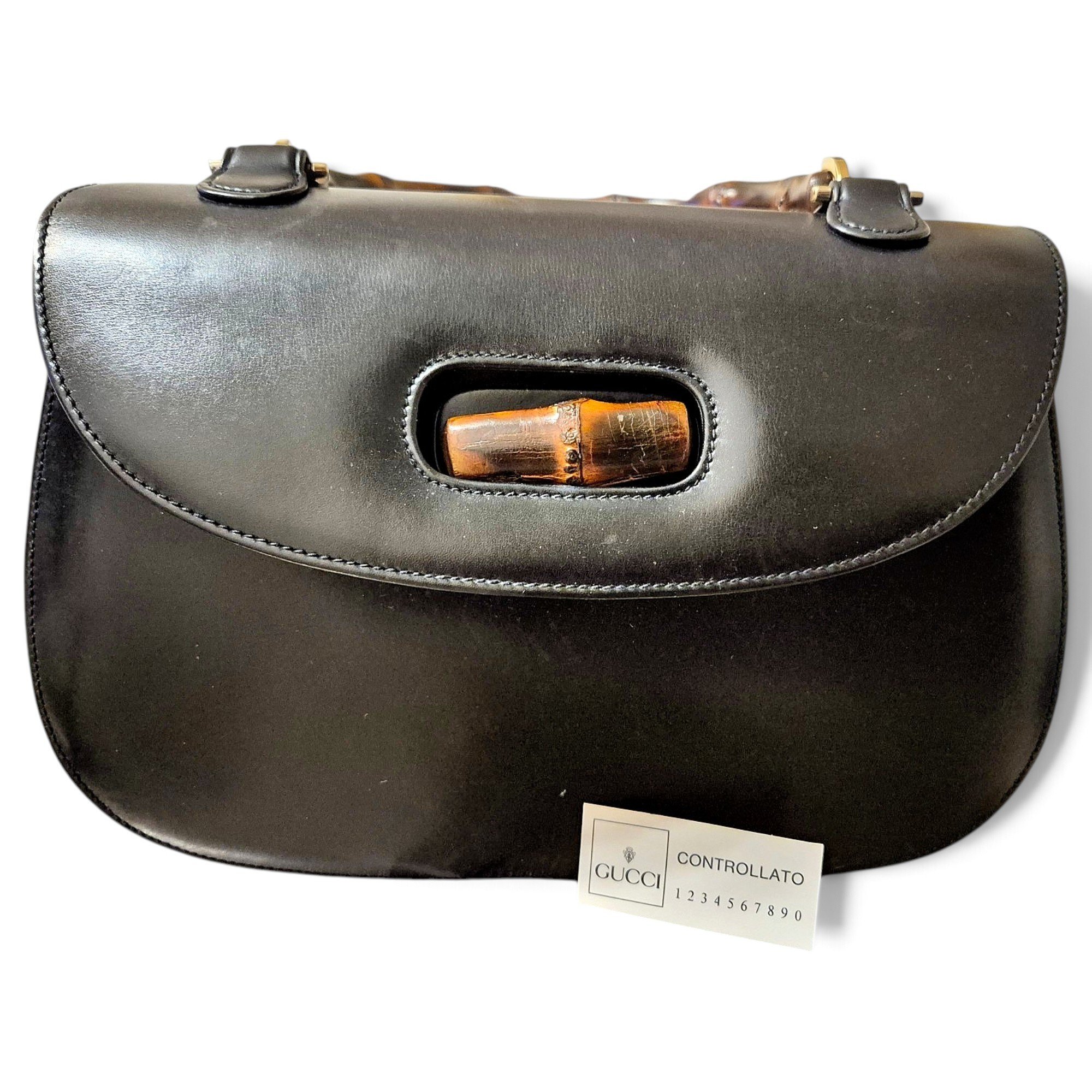 Bamboo Top Handle leather handbag
