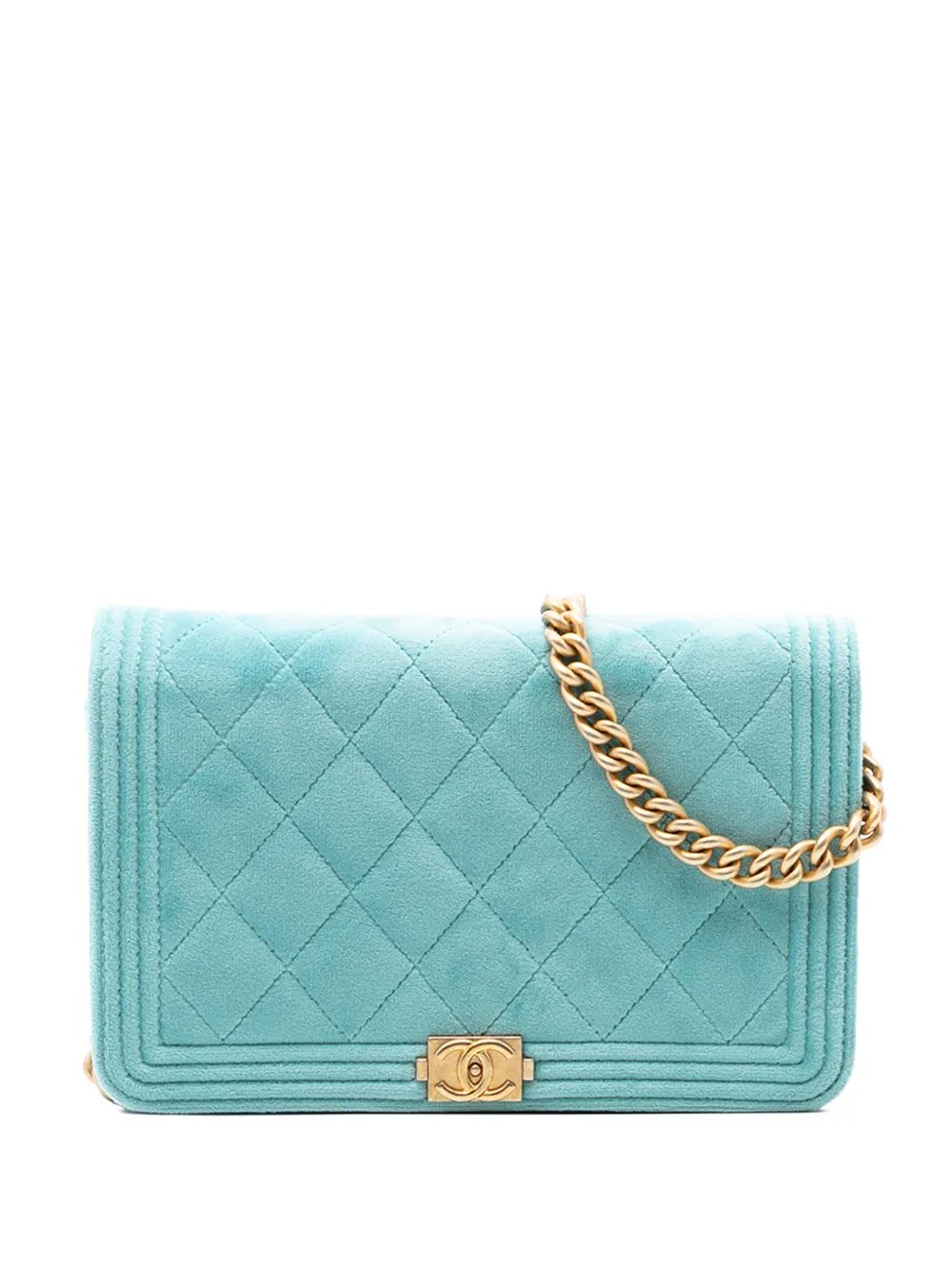 2019 Quilted Velvet Boy Wallet On Chain crossbody bag