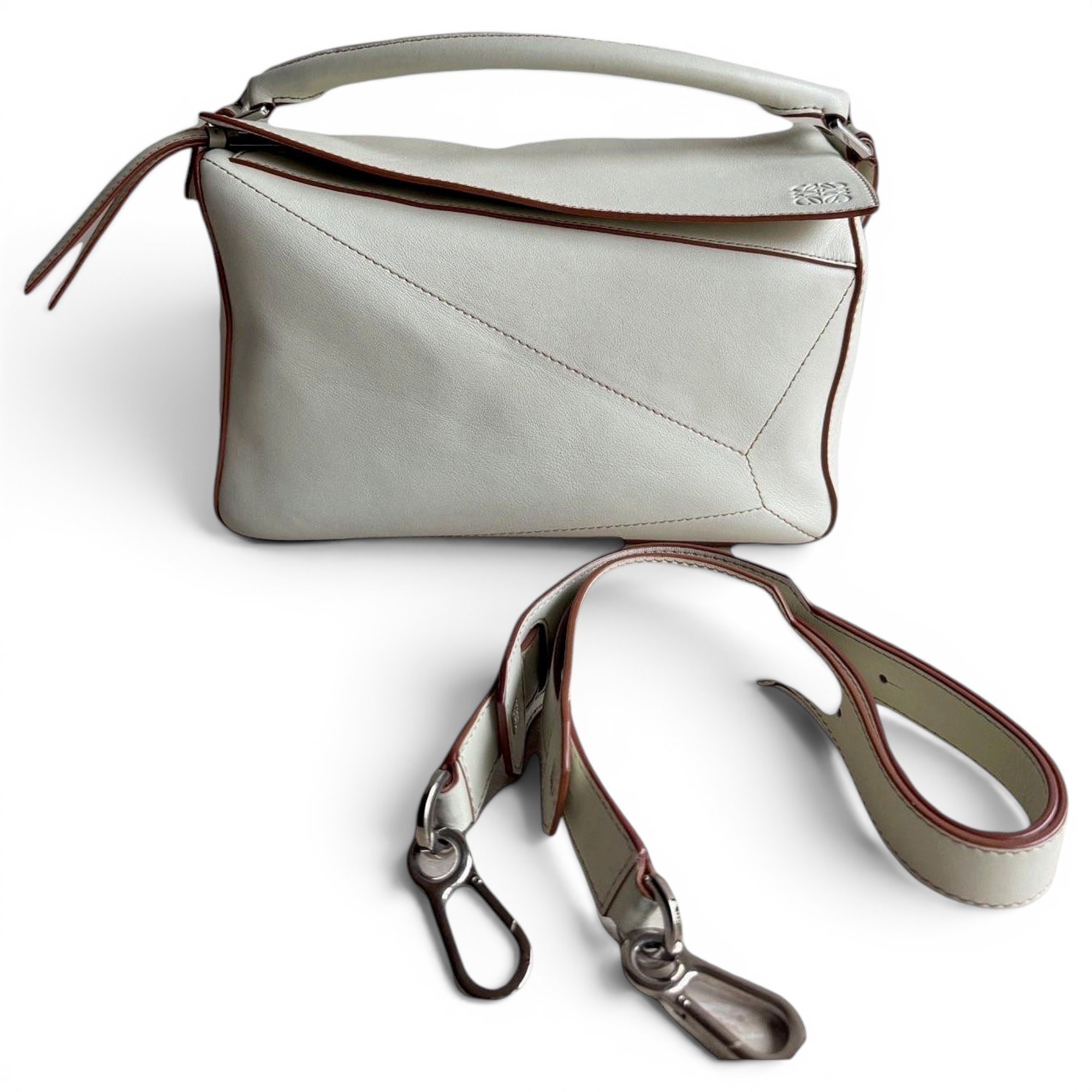Puzzle leather handbag