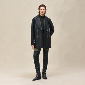 Leather pea coat