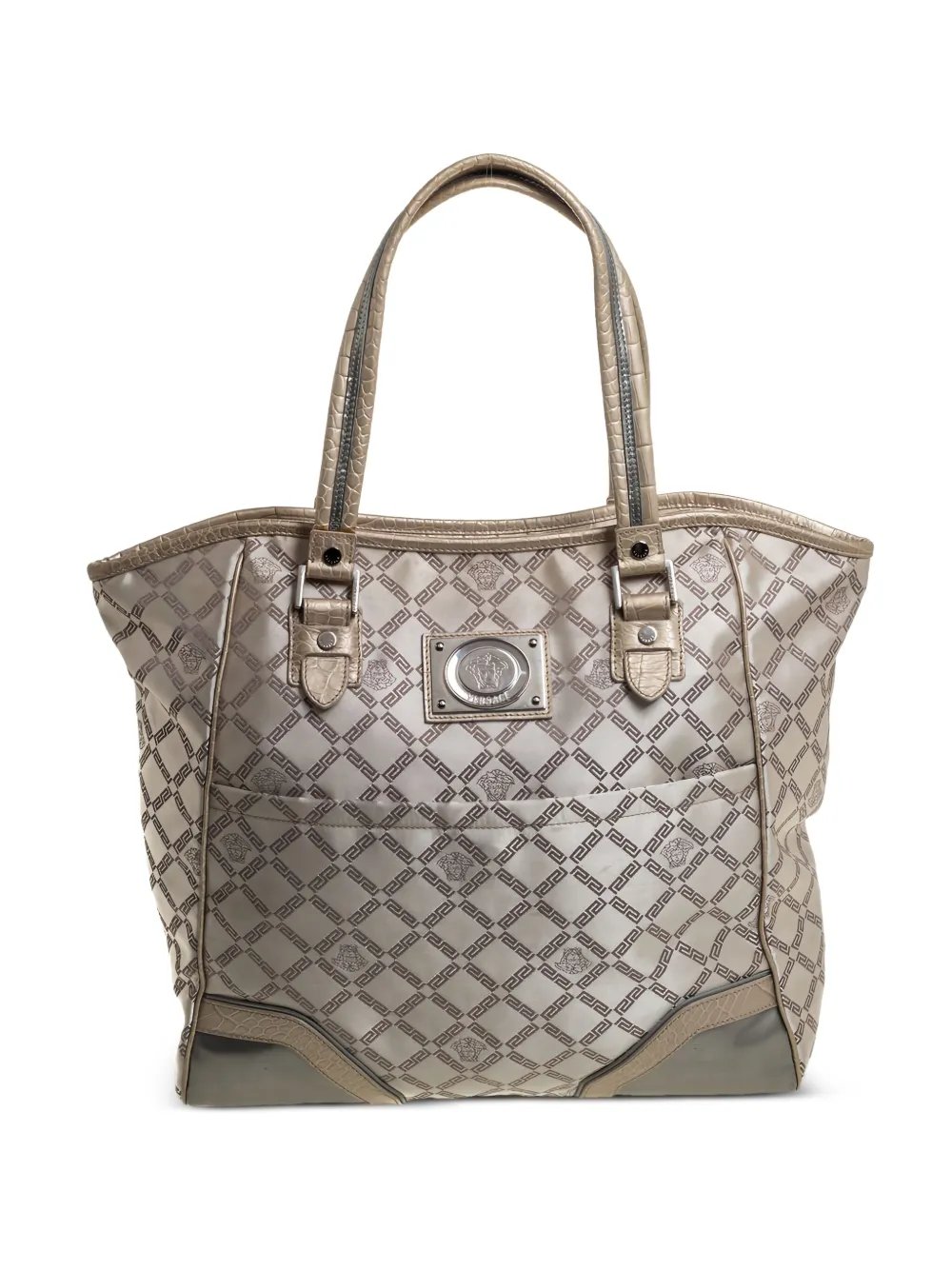 2000s Greek-key pattern tote bag