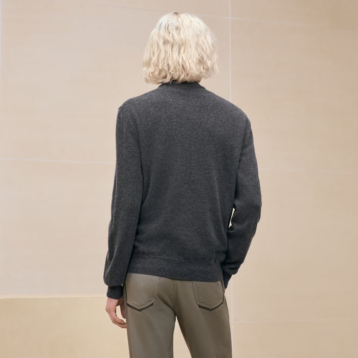 Anthracite Cashmere "Double Cotes H" Zipped Jacket