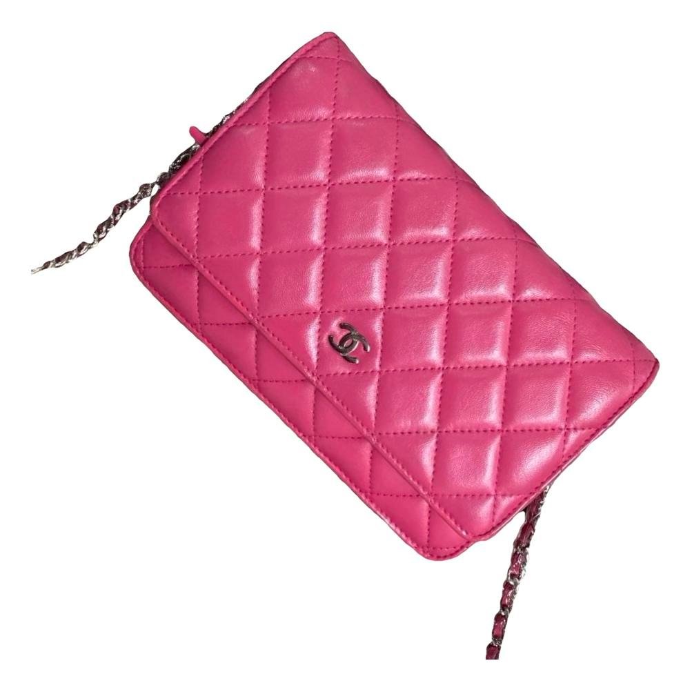 Trendy CC Wallet on Chain leather handbag