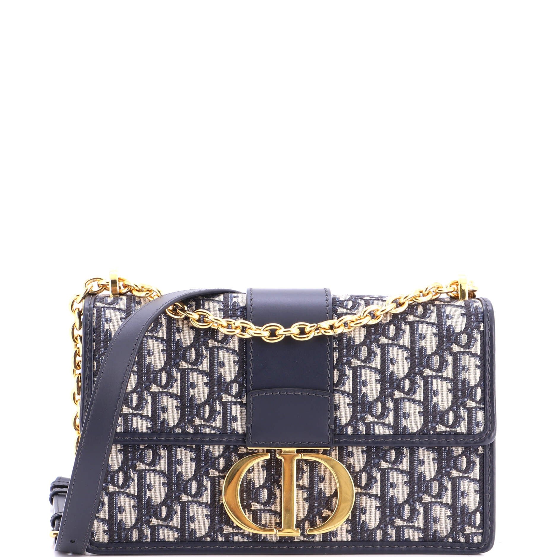 30 Montaigne Chain Flap Bag Oblique Canvas East West