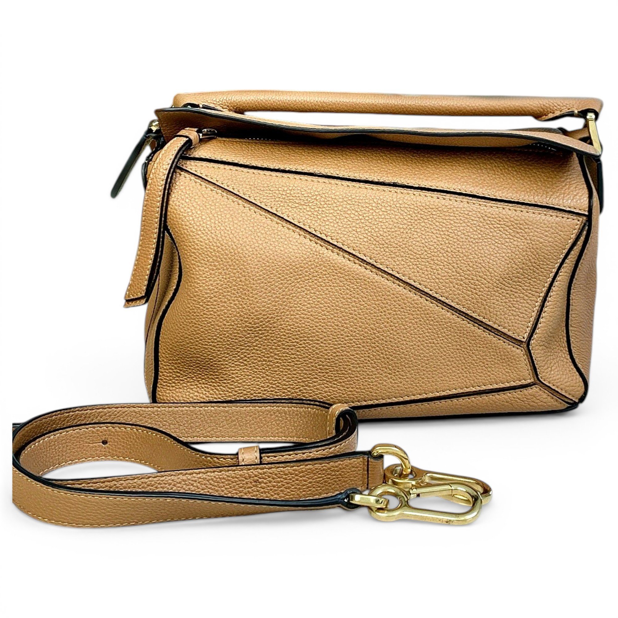 Puzzle leather handbag