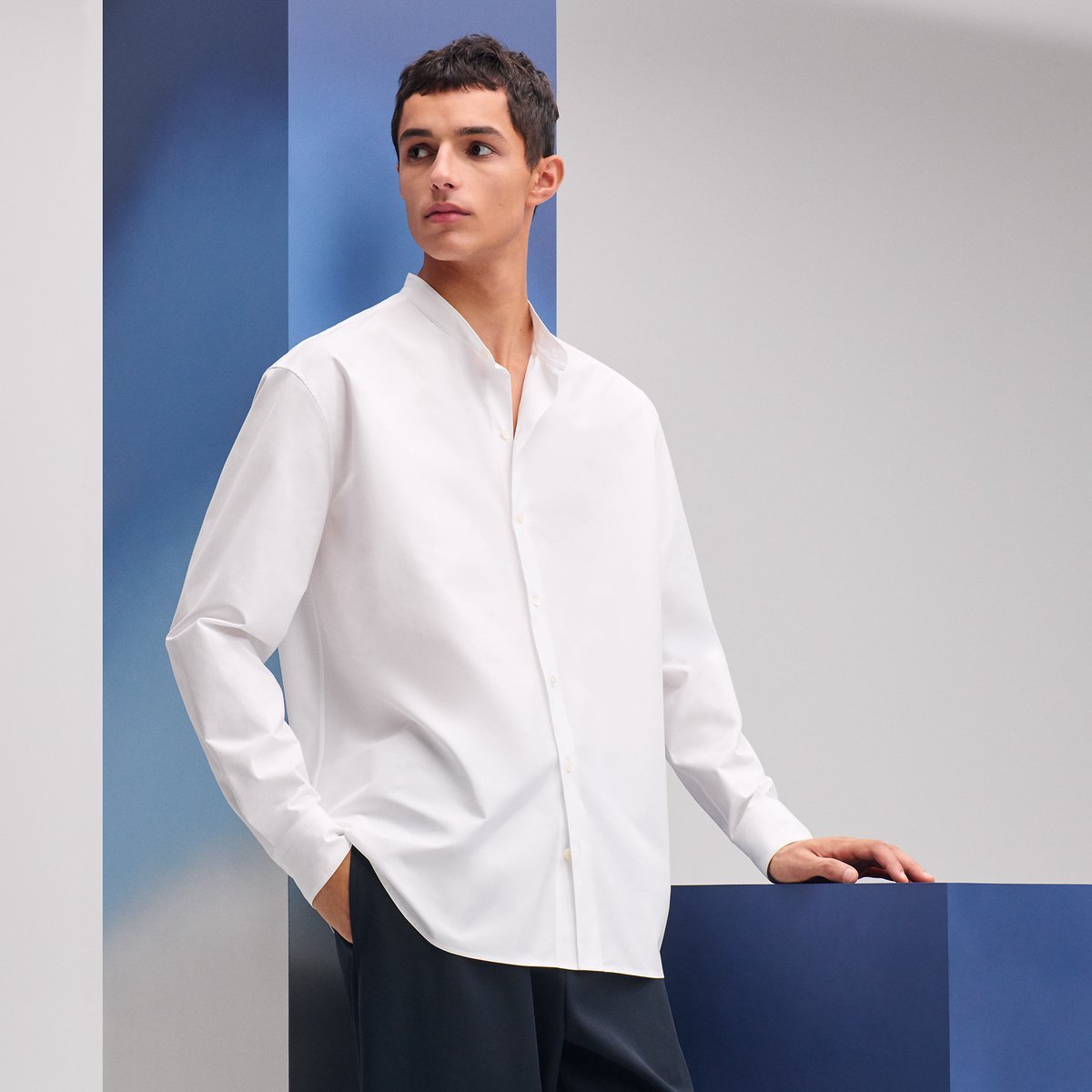 Blanc Boxy Fit Shirt With Marius Collar