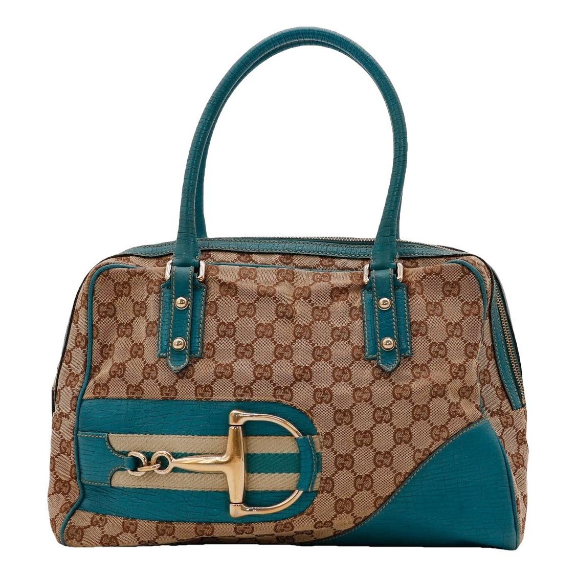 Interlocking leather handbag