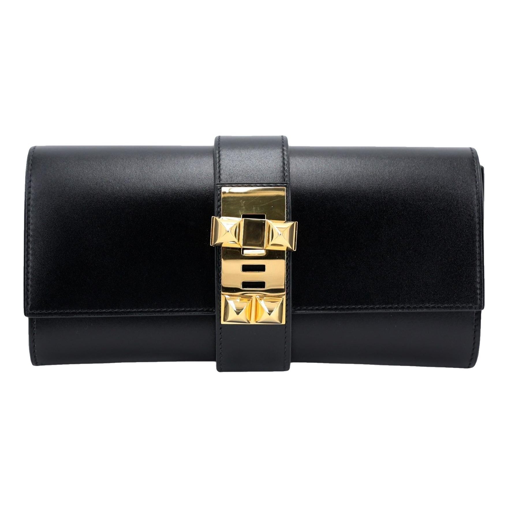 Hermes Medor 23 Handbag Noir Tadelakt Leather 2013