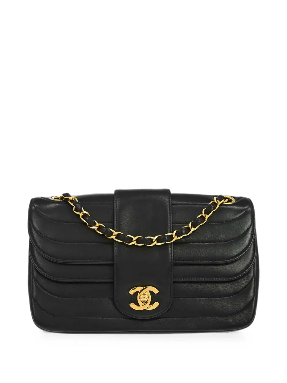 1992 horizontal-stitch double-flap shoulder bag