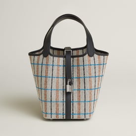 Hermès Picotin 18 in Écru/Noir/Fauve/Noir/Bleu Zanzibar/Noir
