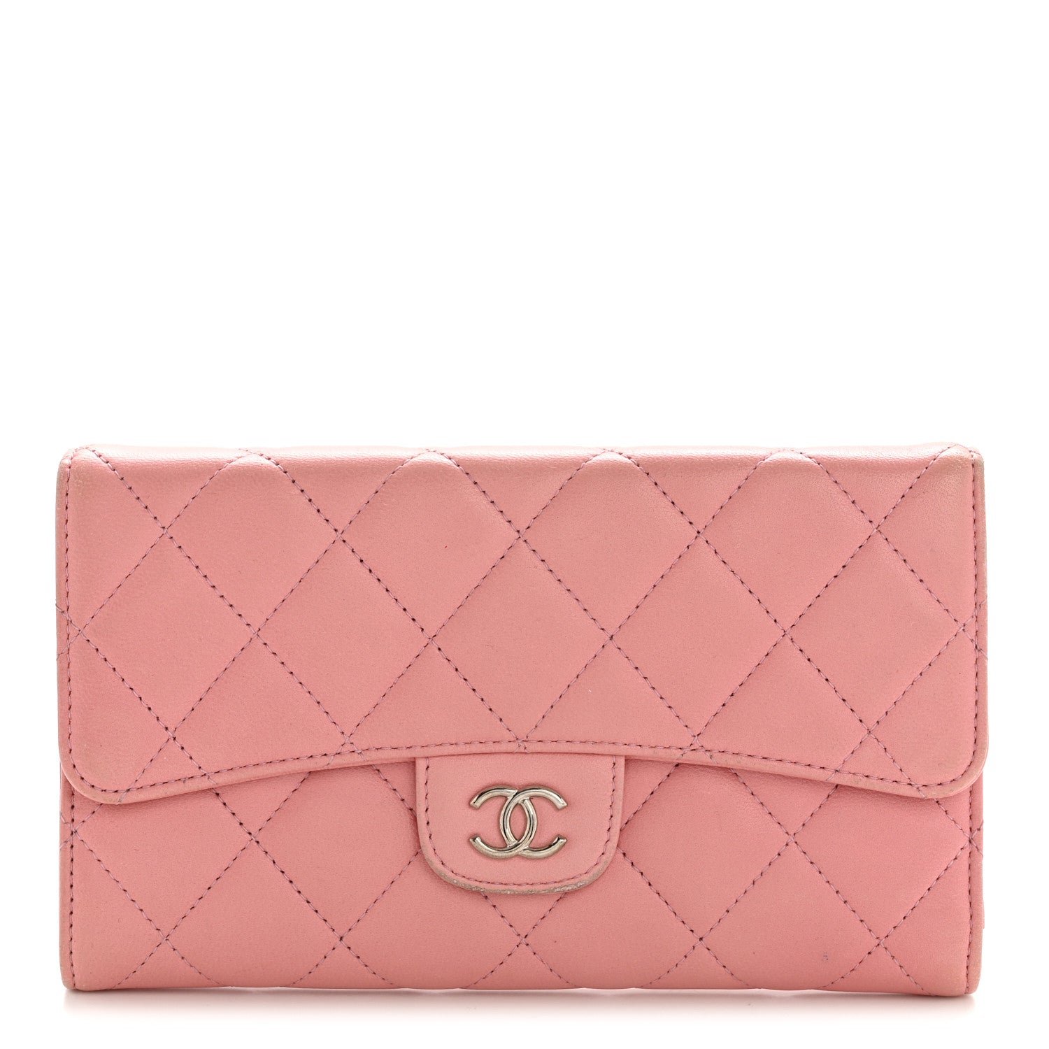 Chanel Lambskin Quilted Large Flap Wallet Pink