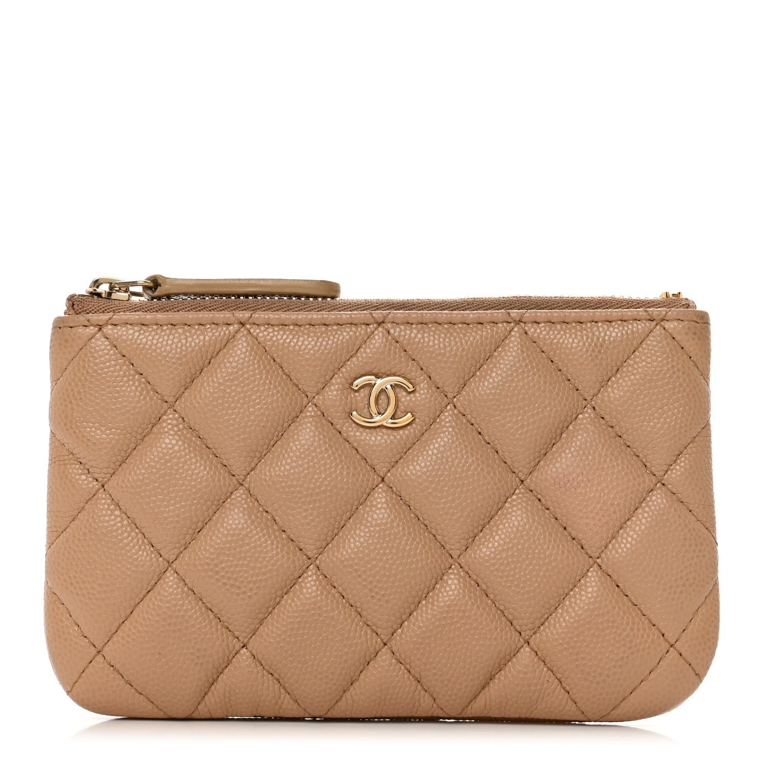 Chanel Caviar Quilted Small Cosmetic Case Beige