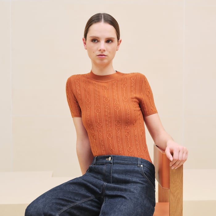 Orange Canyon "Effet Kaleidoscope" Short-sleeve Sweater