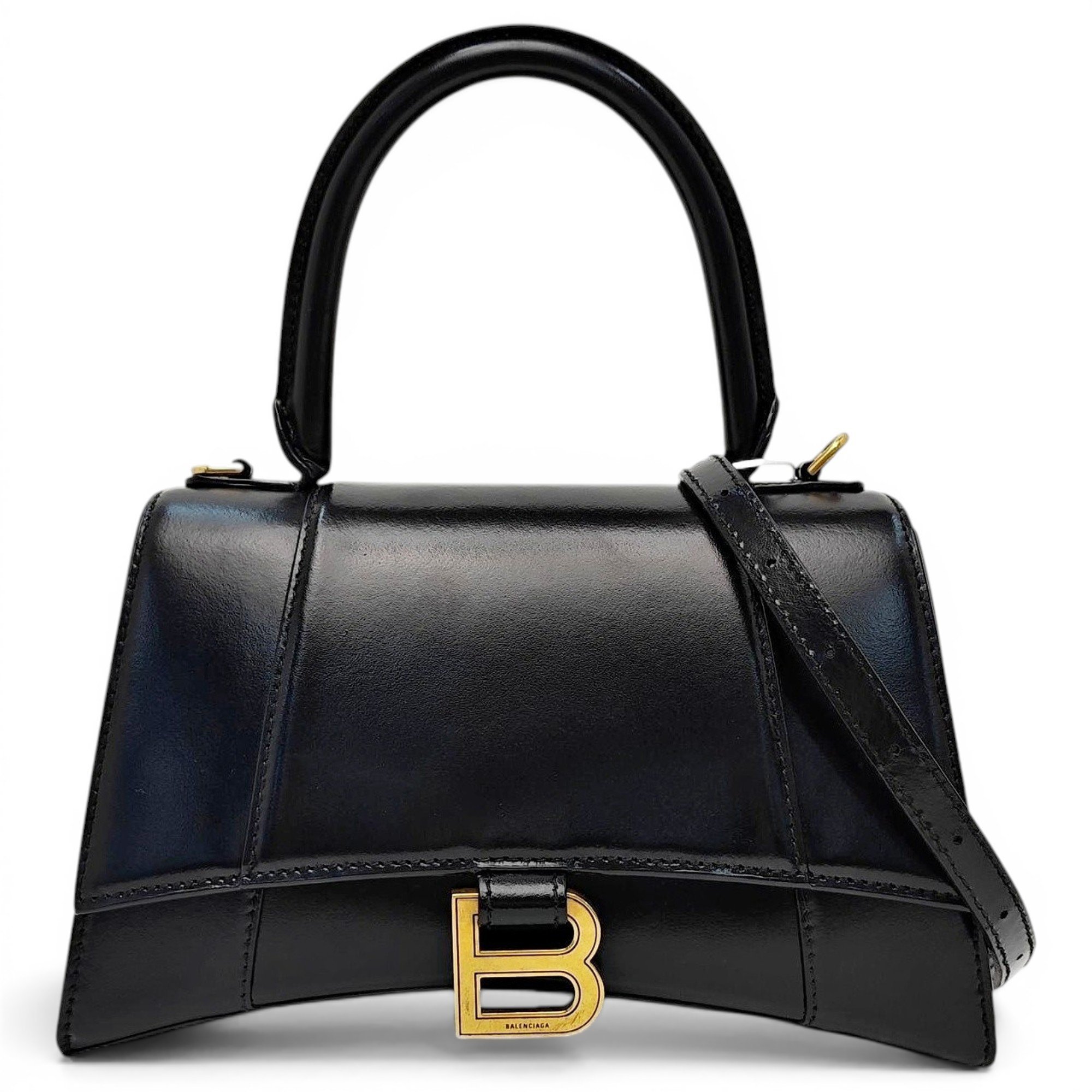 Hourglass leather handbag