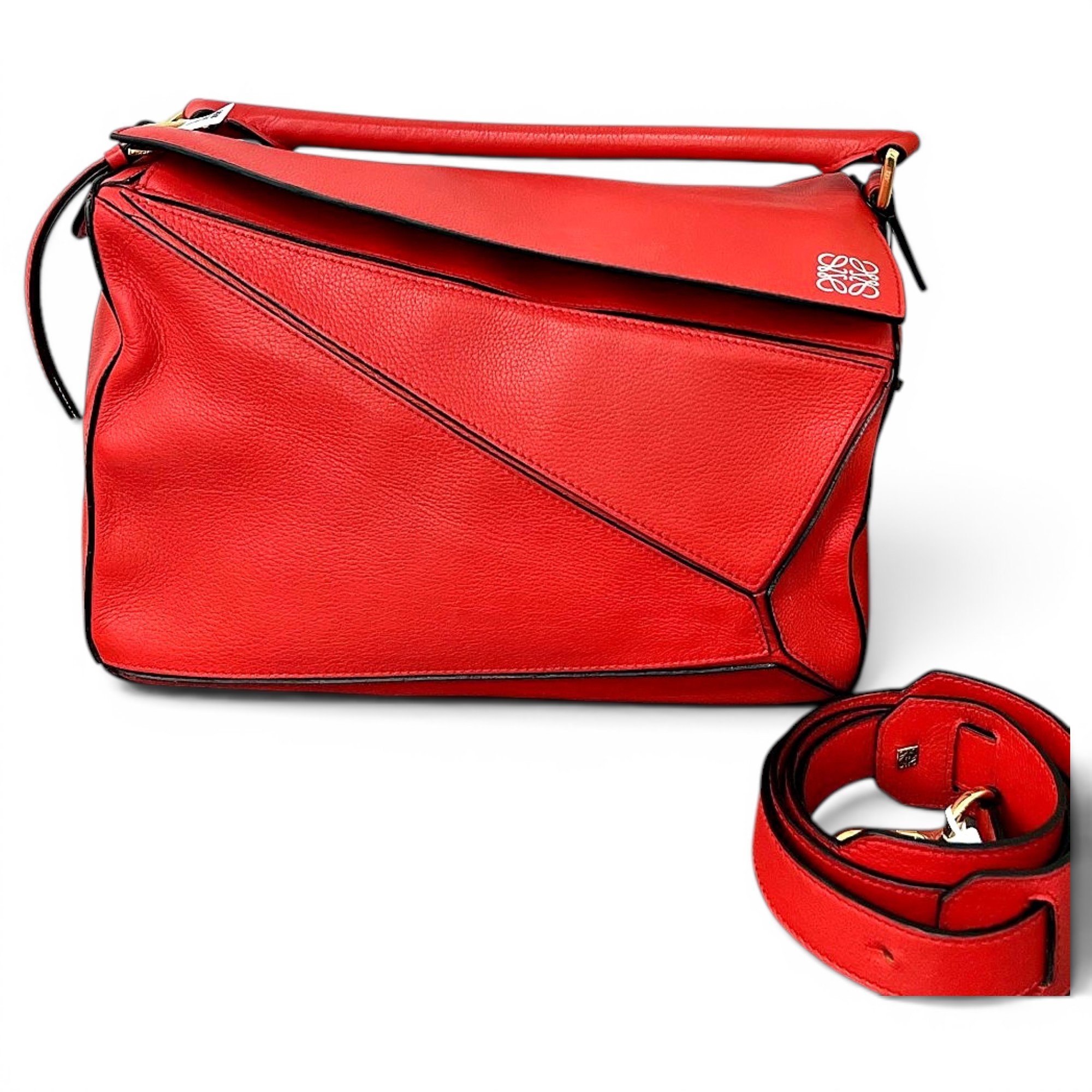 Puzzle leather handbag