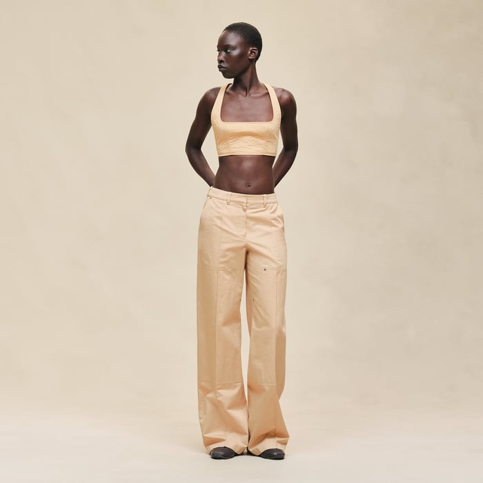 Beige Cajou Low Rise Pants