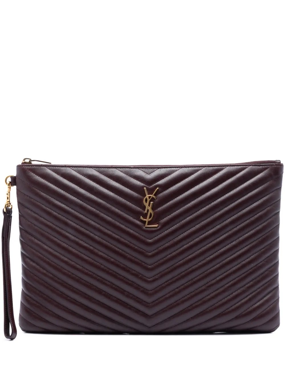2017 Chevron Calfskin Cassandre Document Holder clutch bag