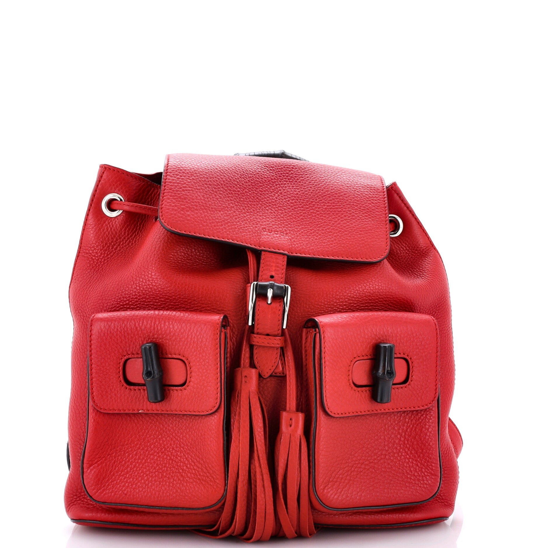 Bamboo Tassel Backpack Leather Medium
