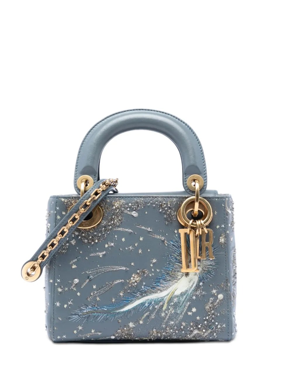 2017 Mini Lambskin I Feel Blue Lady Dior satchel