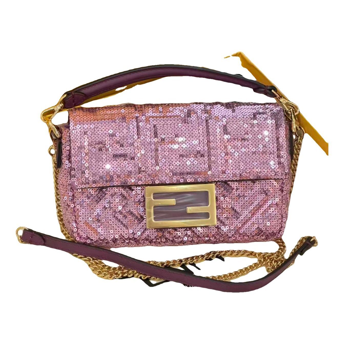 Baguette Chain Midi glitter handbag