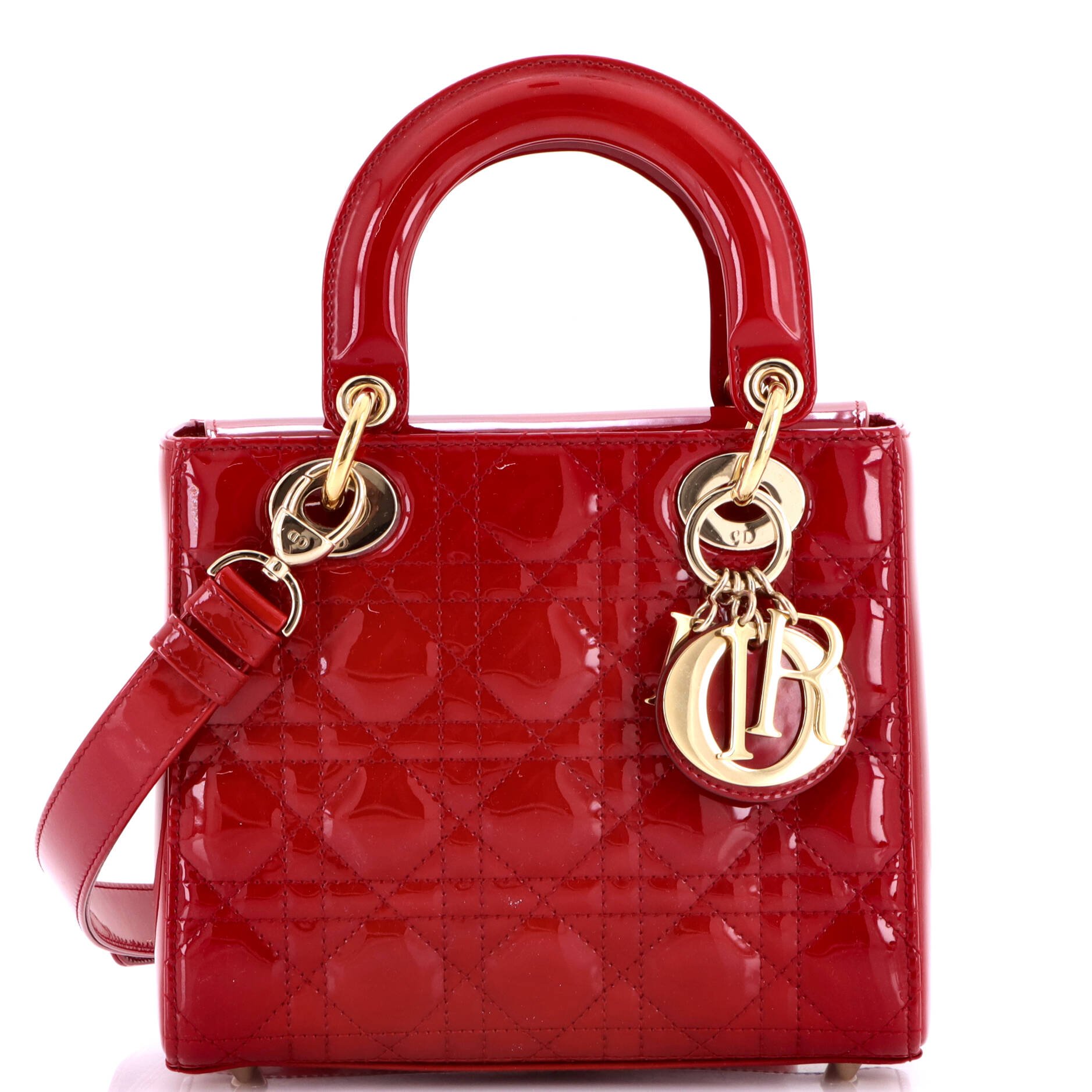 Lady Dior Bag Cannage Quilt Patent Small
