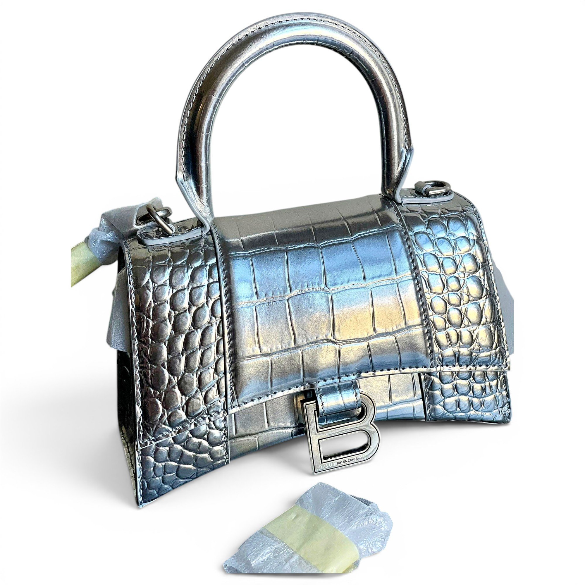 Hourglass leather handbag