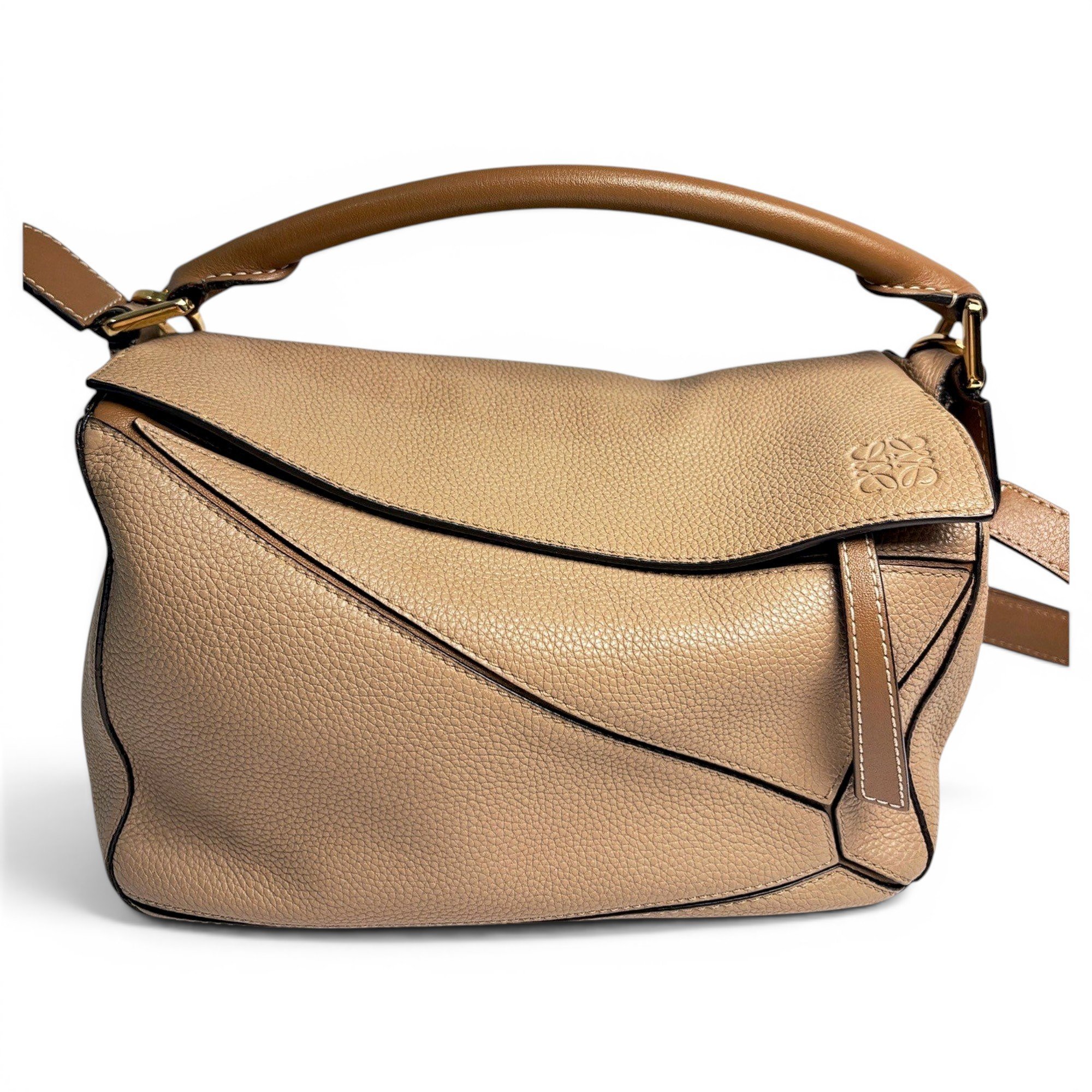 Puzzle leather handbag