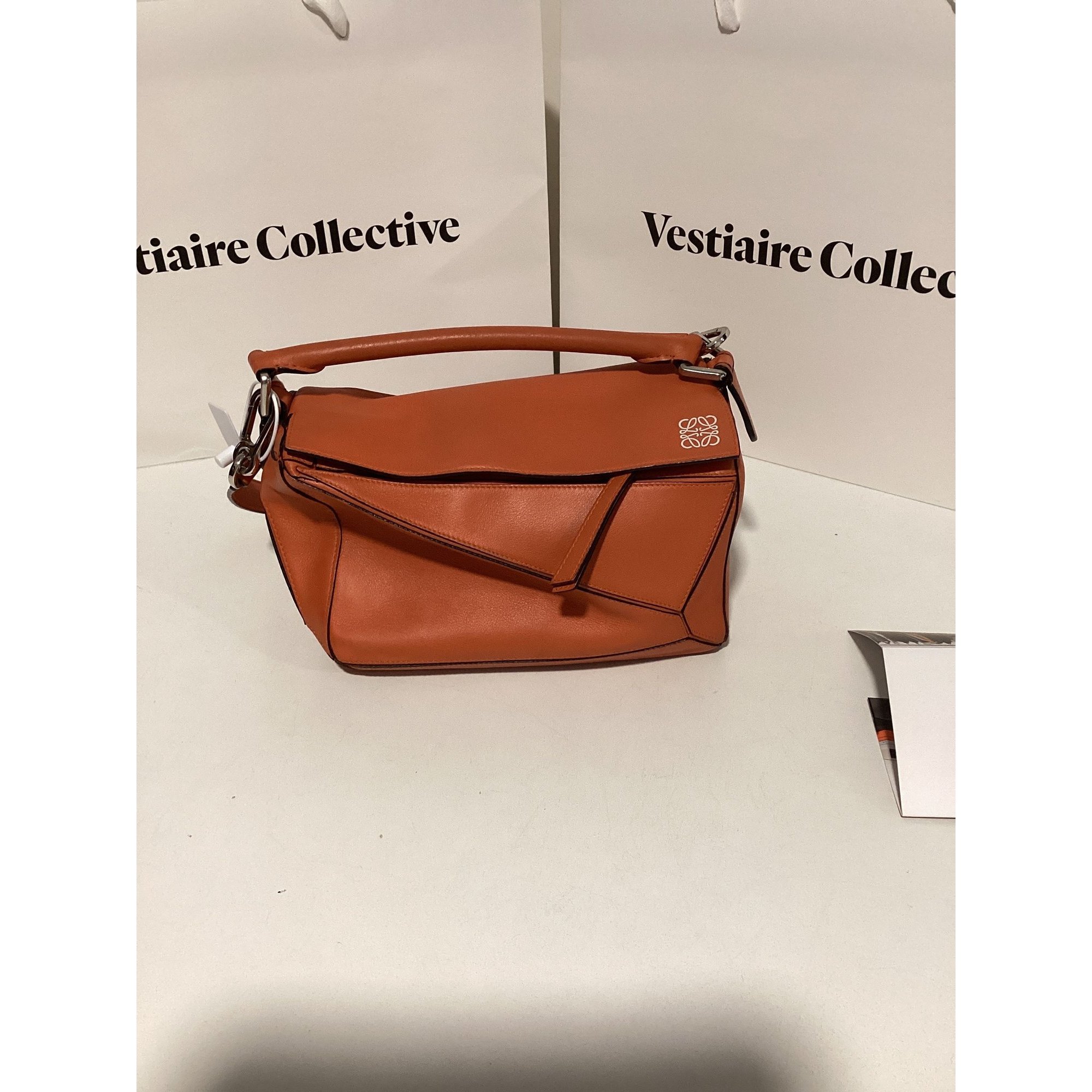 Puzzle leather handbag