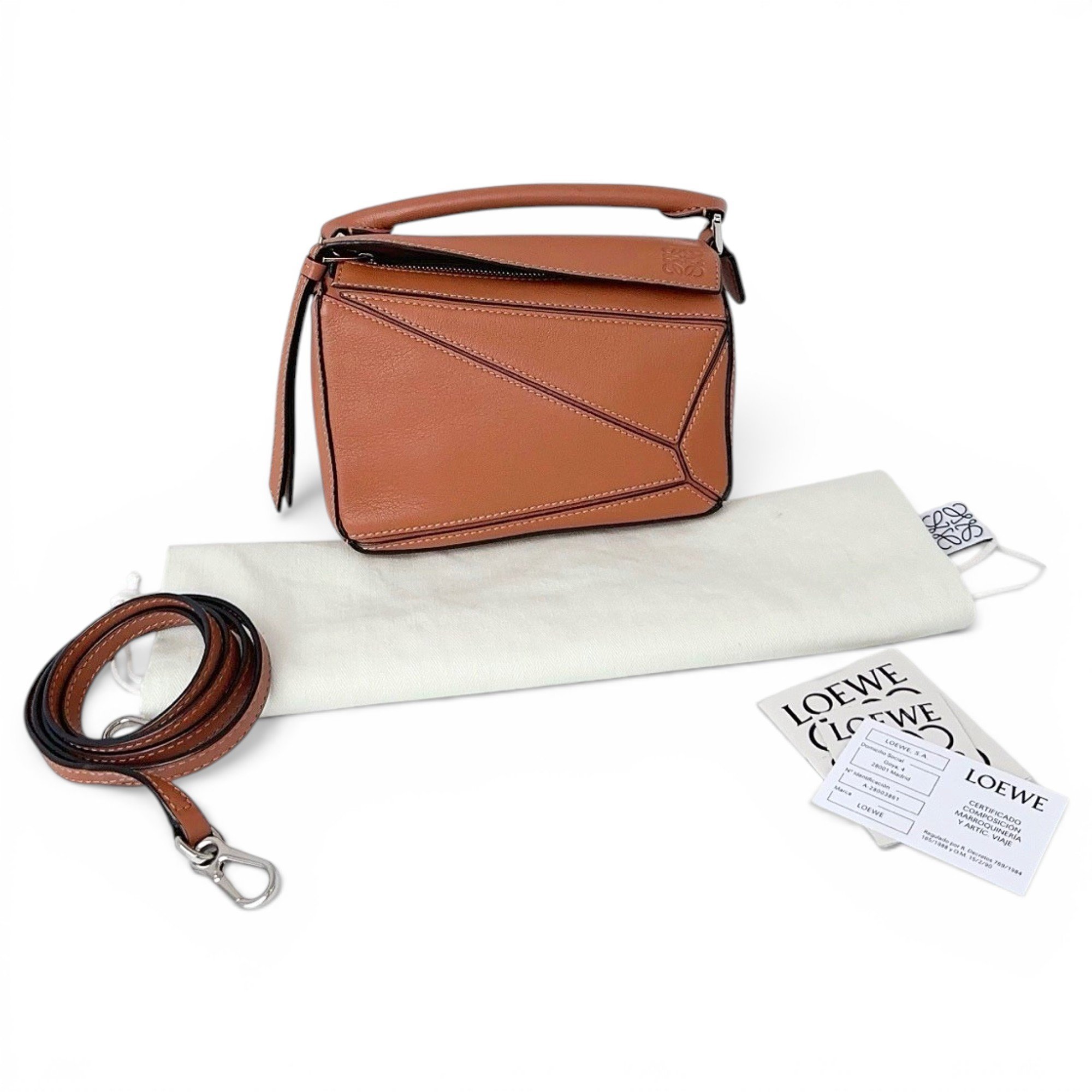 Puzzle leather handbag