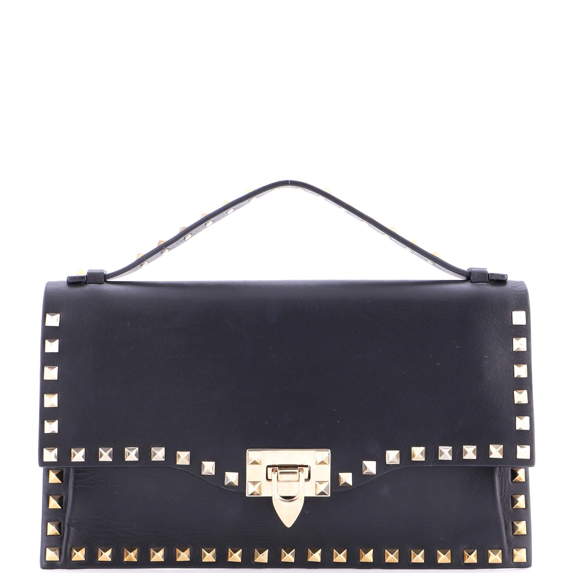 Valentino Garavani Rockstud Flip Lock Top Handle Bag Leather Small
