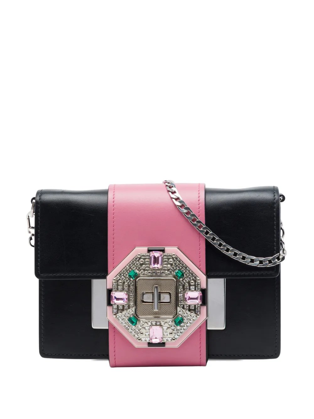 2010-2026 City Calf Crystal Embellished Ribbon Bag crossbody bag