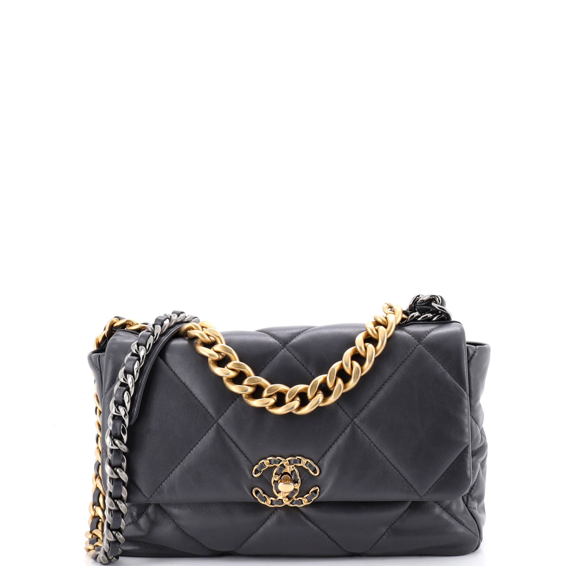 19 Flap Bag Quilted Leather Large