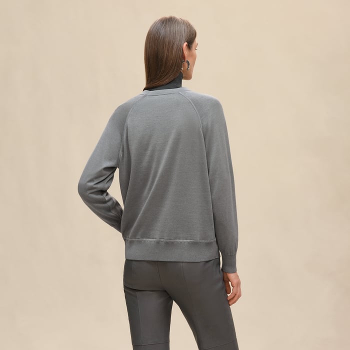 Gris Ténorite "Coloriages De Jour" Long-sleeve Twillaine Sweater