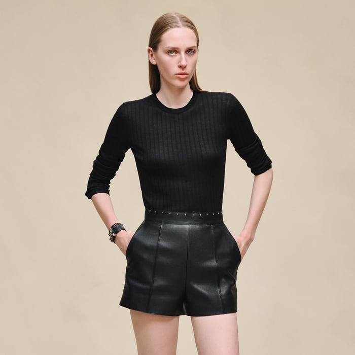 Noir Grained Goatskin Shorts