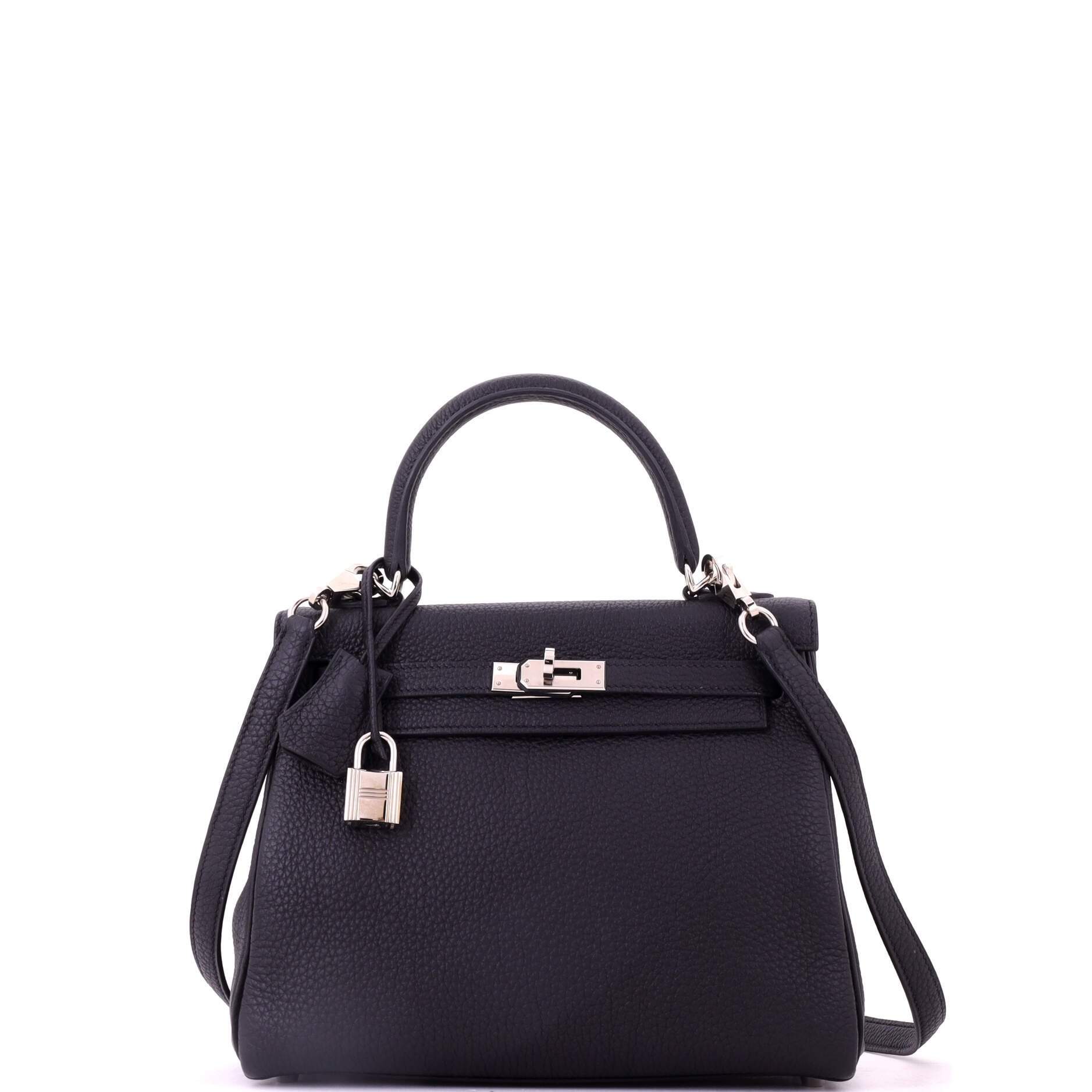 Kelly Handbag Noir Togo with Palladium Hardware 25