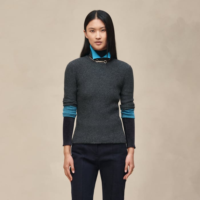 Gris Satin Long-sleeve Sweater