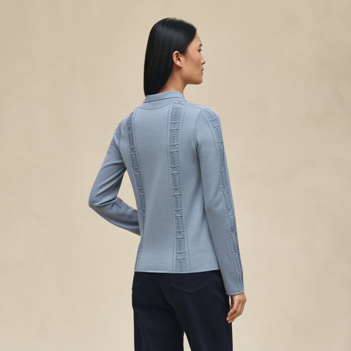 Bleu Adriatique "Cahier Du Colporteur" Zipped Twillaine Cardigan