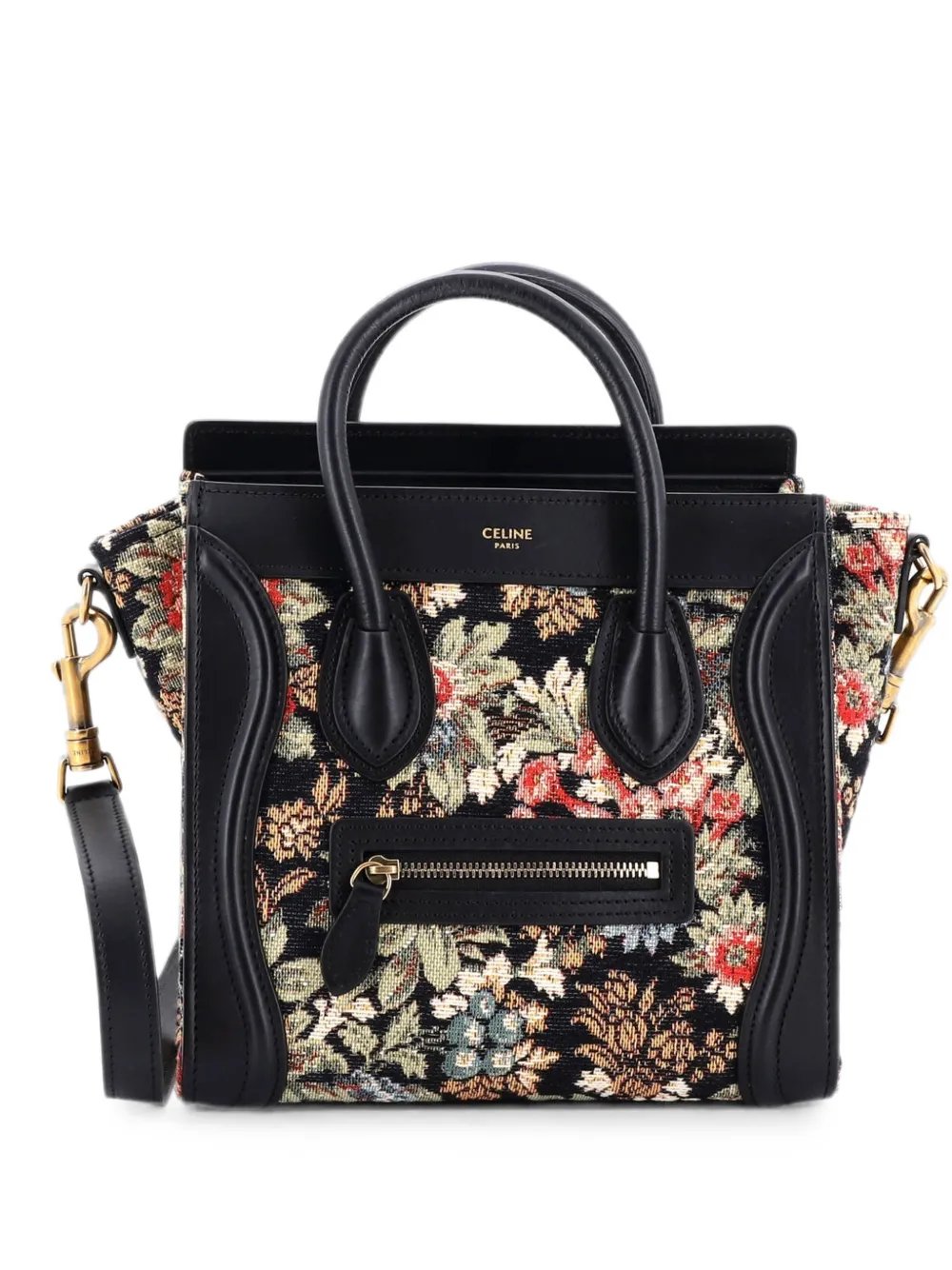 Celine Luggage Bag Printed Jacquard and Leather Nano satchel