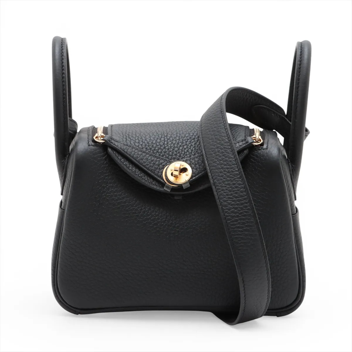 Hermès Lindy mini 20 Taurillon Clemence Black Gold Metal Fittings