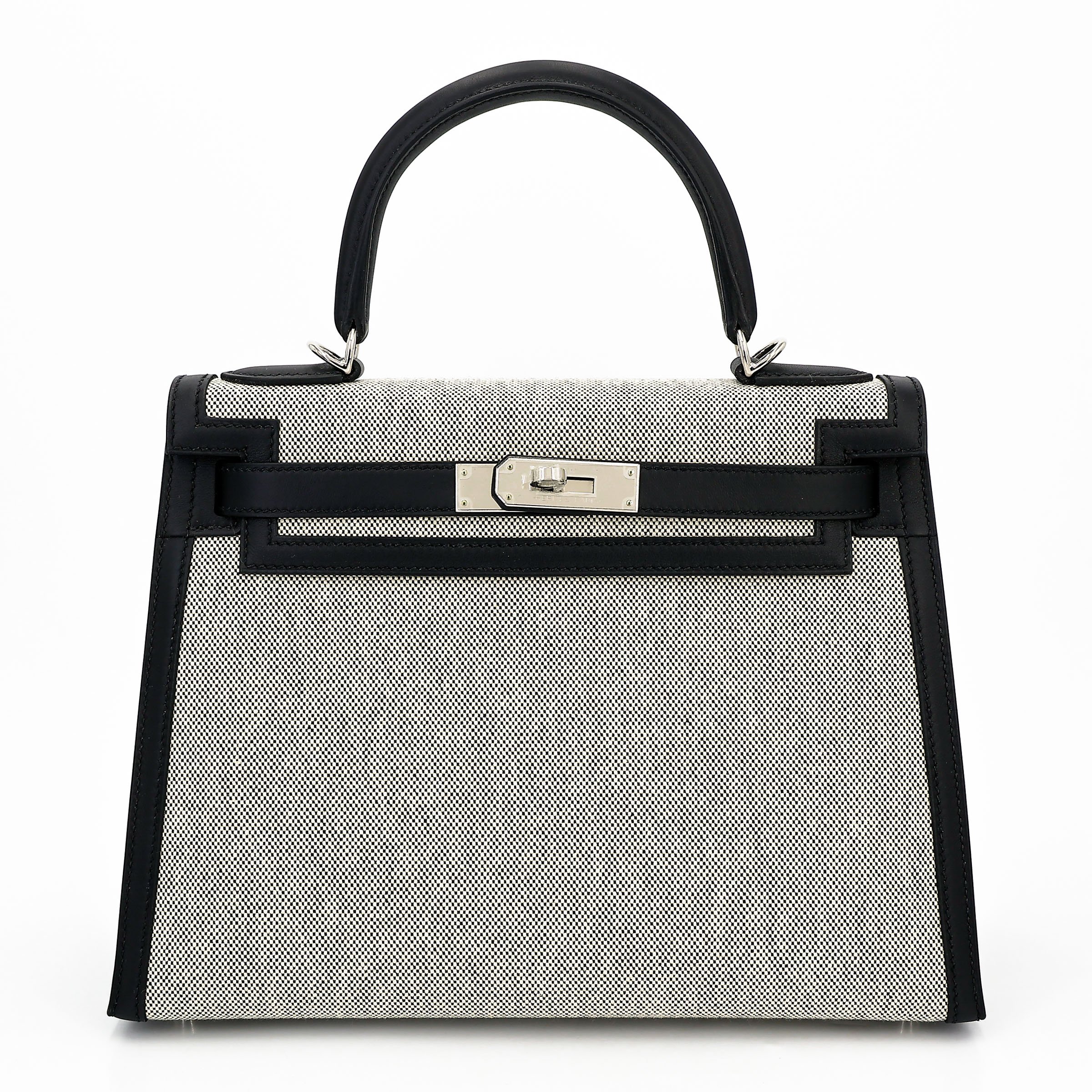 Hermes Unused ( Rank NS ) HERMÈS Kelly 28 Sellier Noir (89) Swift Canvas Palladium hardware Z (2021)